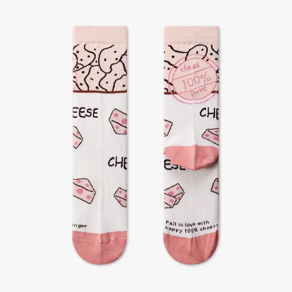 Nude pink cheese socks